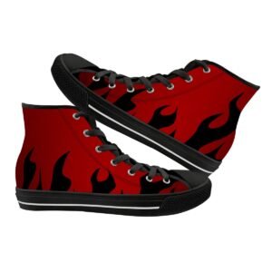 women's high top canvas shoes "red & black flames"